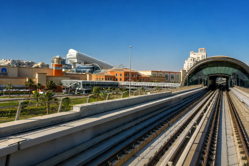 Dubai Metro track view near Mall of the Emirates station