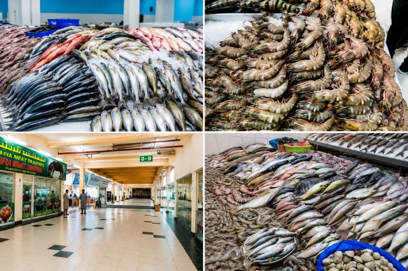 Fresh fish and seafood inside Al Karama Fish Market Dubai