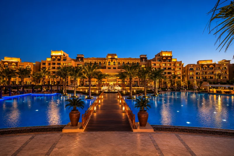 Luxury beachfront hotel and pool at Saadiyat Island