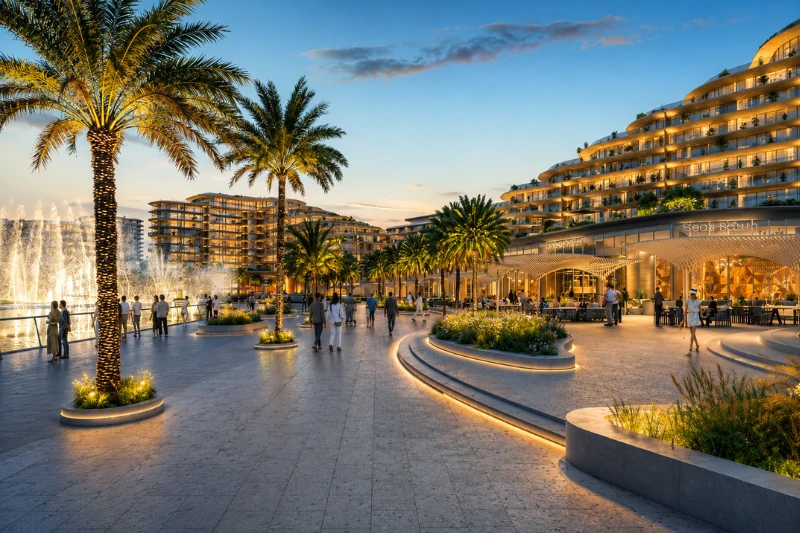 Luxury waterfront promenade at Saadiyat Marina District