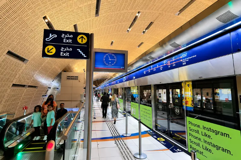 Mall of the Emirates Metro Station platform inside view