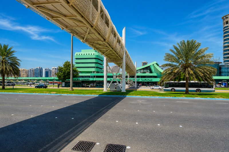 Pedestrian bridge near Abu Dhabi Central Bus Station exterior