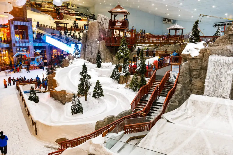 Ski Dubai indoor snow park inside Mall of the Emirates Dubai with winter attractions and family activities