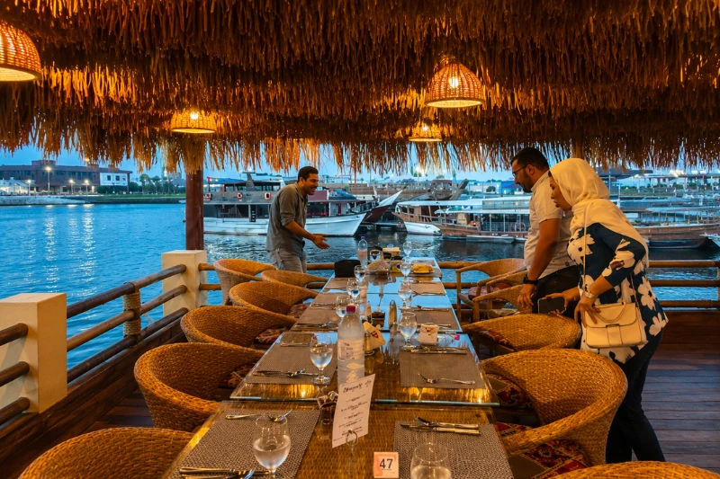 Waterfront dining at Al Boom Tourist Village Dubai