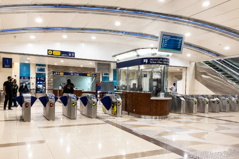 DAFZA Metro Station ticket gates and customer service area
