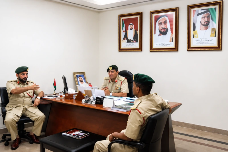 Dubai Police officers meeting inside Al Qusais Police Station