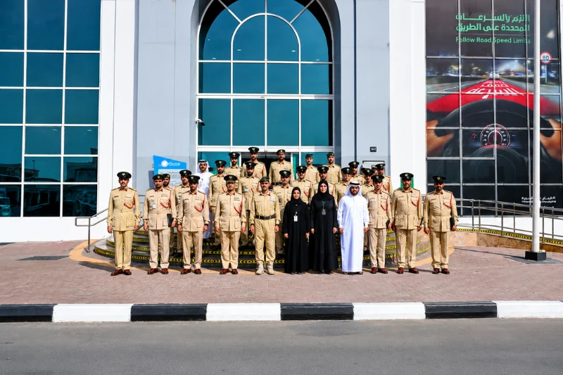 Dubai Police officers outside Al Qusais Police Station