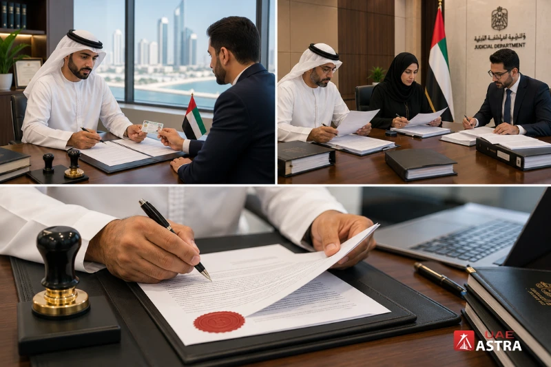 Private notary verifying legal documents before notarisation in Abu Dhabi