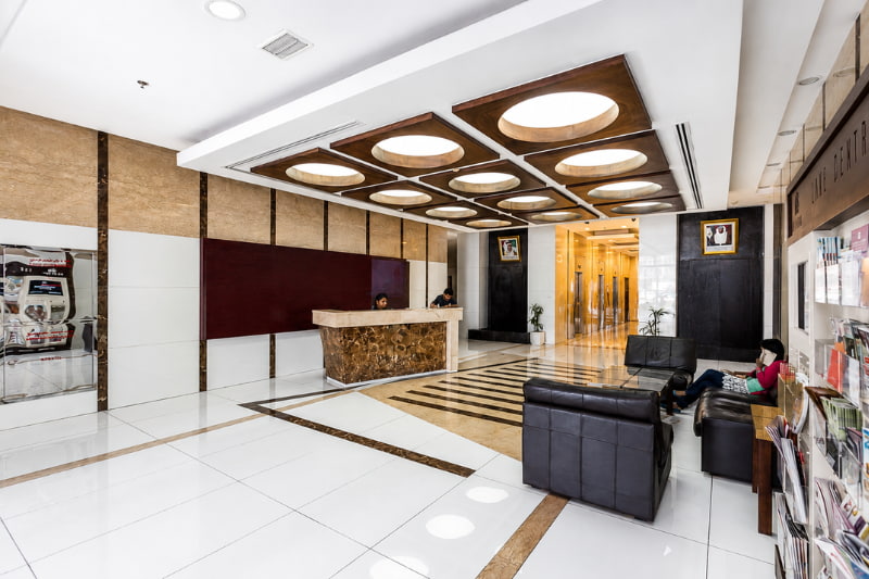 Reception lobby inside Lake Central Tower, Business Bay, Dubai