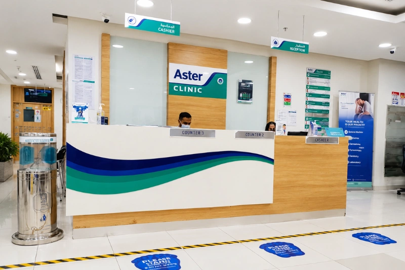 Aster Clinic Al Nahda Dubai reception and registration desk