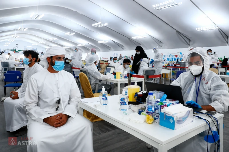 DPI test Dubai medical testing center with healthcare staff and patients