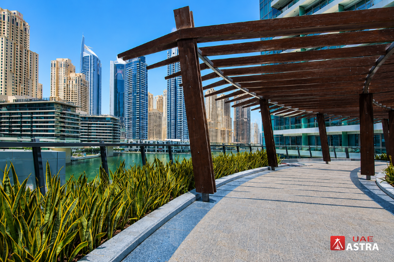 Marina-view terrace at Silverene Towers Dubai