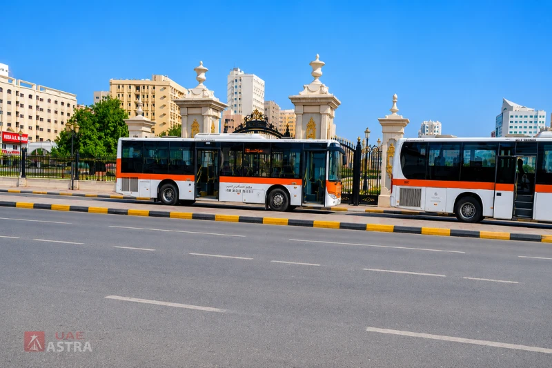 Public buses near Rolla Square Park in Sharjah