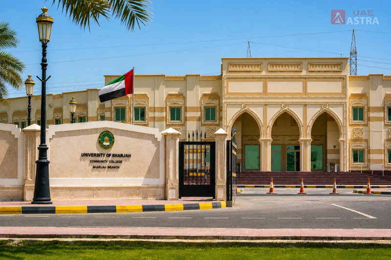 University of Sharjah (UOS) campus entrance serving students near Al Qasimia Sharjah