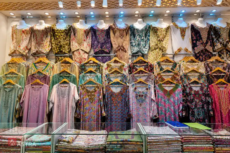 Abaya Mall Dubai abaya and fabric display