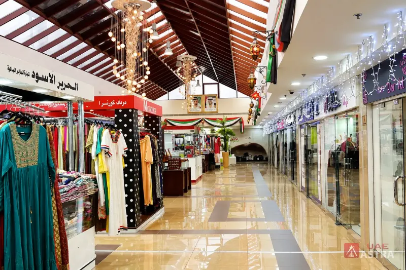Abaya Mall Dubai shopping corridor with abaya stores
