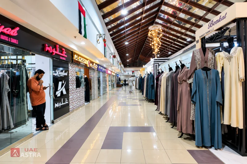 Abaya Mall Dubai shopping corridor with the abay stores