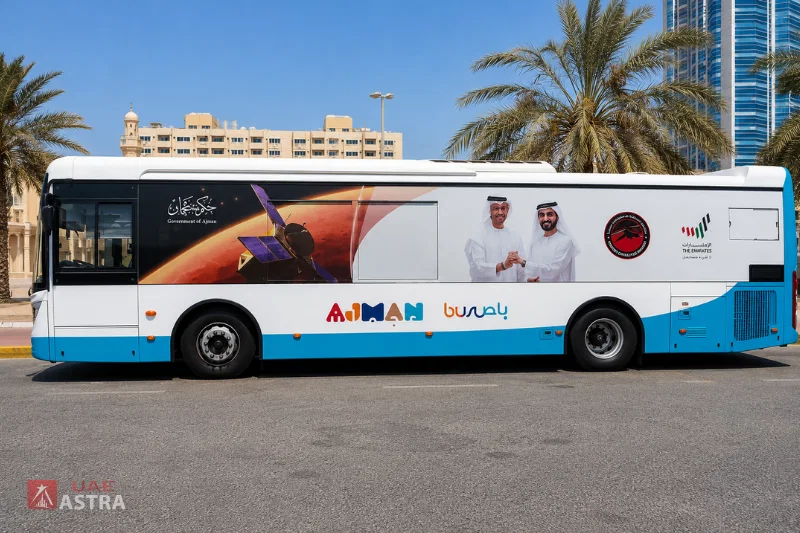 Ajman public bus operating on the city transport network
