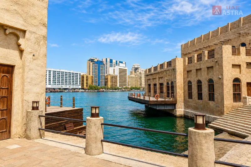 Dubai Old Village waterfront overlooking Dubai Creek