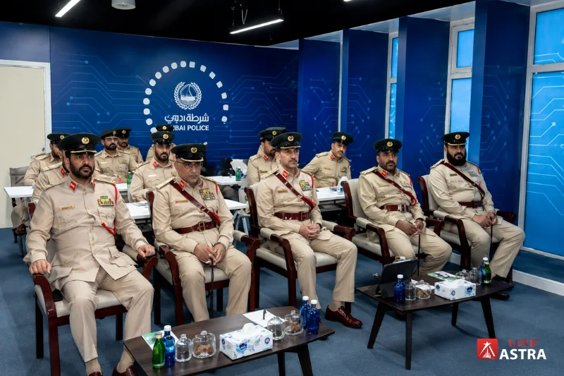 Dubai Police officers at a police briefing session