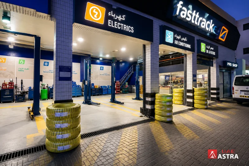 Fasttrack auto service centre at Emarat Bin Hendi offering vehicle maintenance and repair services in Dubai