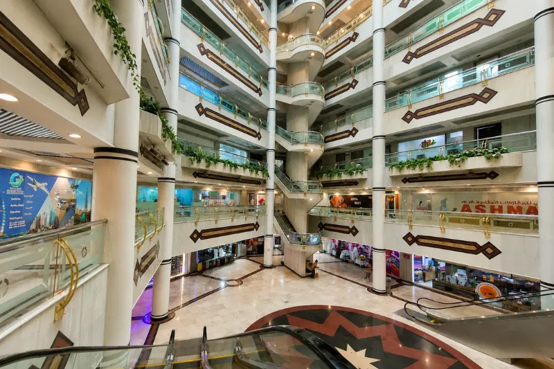 Interior view of a multi-level commercial shopping centre in Dubai