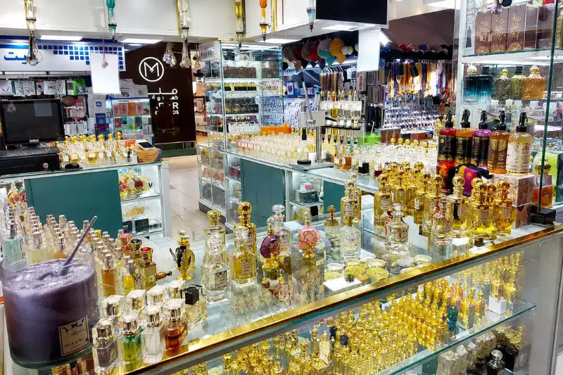 Perfume and oud display at Madinat Zayed Shopping Centre