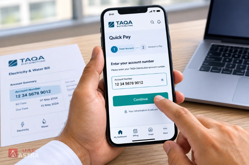 TAQA Distribution Quick Pay account entry screen