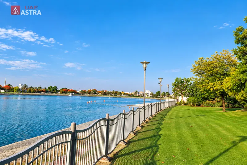 Al Barsha Pond Park pond and landscaped grounds
