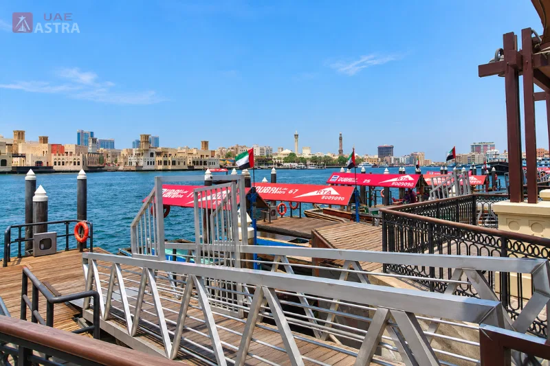 Dubai abra boats at Al Sabkha Marine Station on Dubai Creek