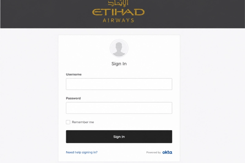 Okta Etihad login page