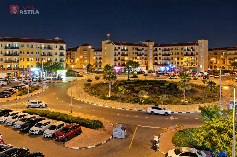 Spain Cluster residential area at night in Dubai