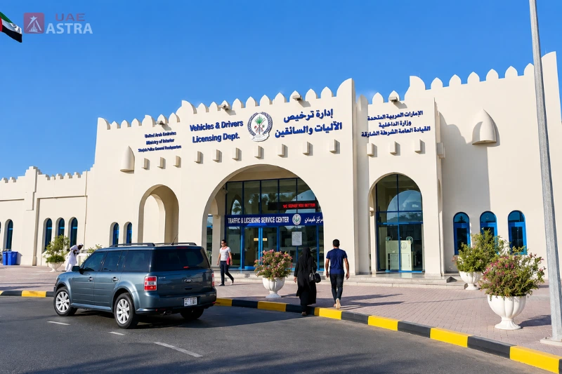 Traffic and Licensing Service Center Sharjah building entrance