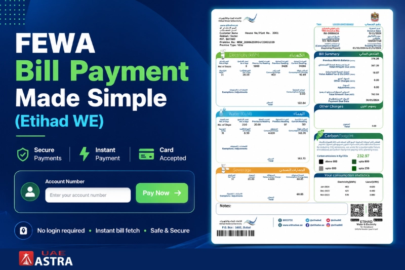 FEWA bill payment online using Etihad WE interface