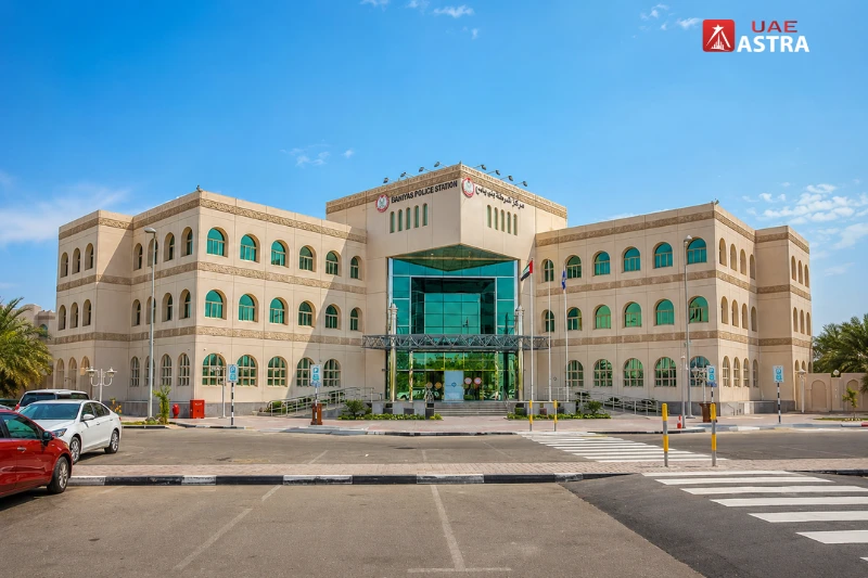 Baniyas Police Station building in Abu Dhabi entrance view