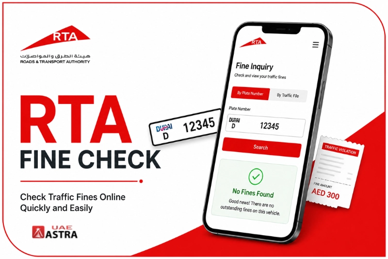 RTA Fine Check mobile app interface for checking Dubai traffic fines online