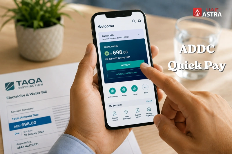 ADDC Quick Pay online utility bill payment in Abu Dhabi