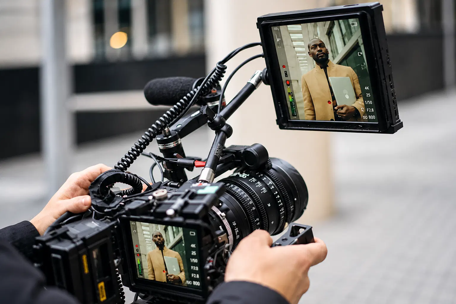 Professional camera filming a corporate video in Dubai