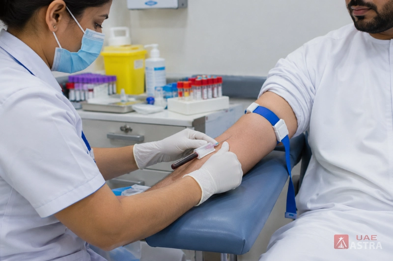 Blood test at Karama Medical Fitness Center