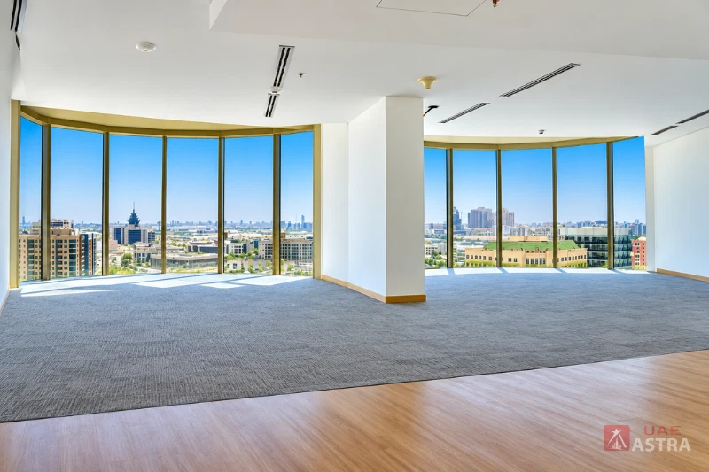 Donna Towers office interior with floor-to-ceiling windows