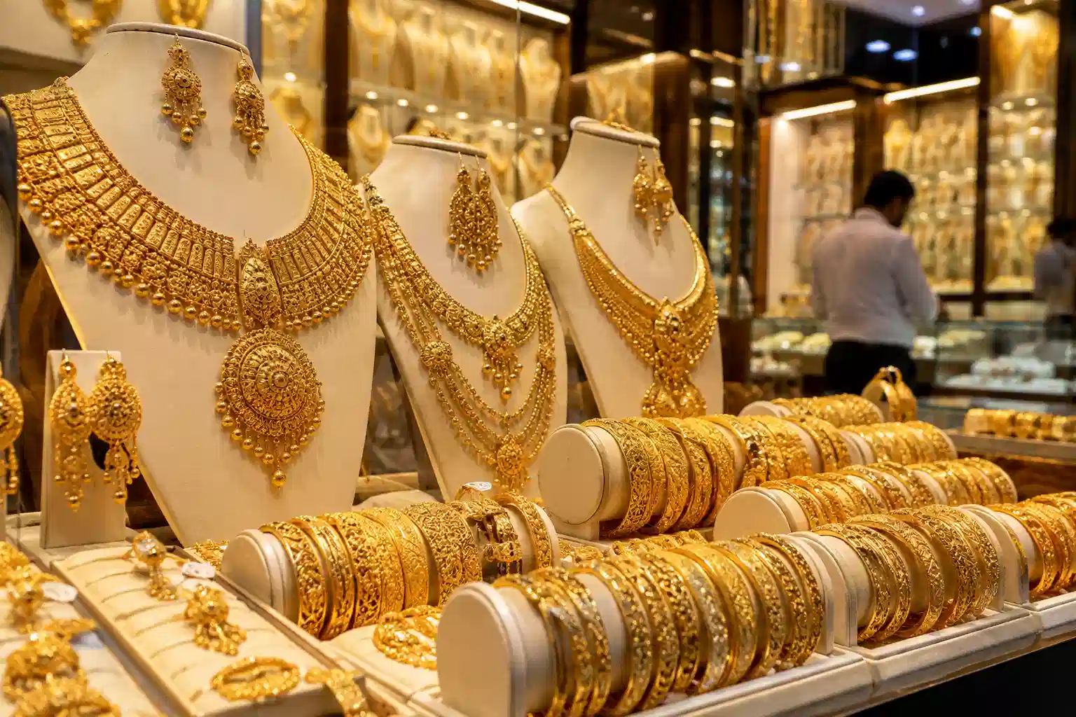 Golden Elegance in the Jewelry Showcase