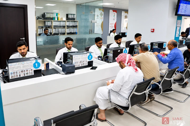 Medical fitness registration counter at a Dubai service center