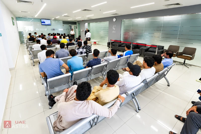 Medical fitness test waiting area in Dubai
