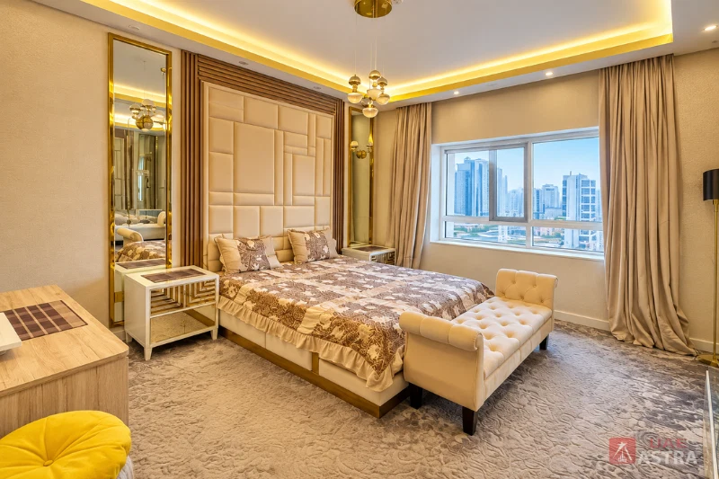 Spacious bedroom interior in Ameer Bu Khamseen Tower, Sharjah