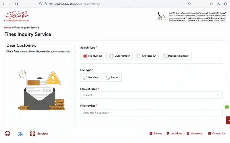 Check Dubai immigration fines through GDRFA